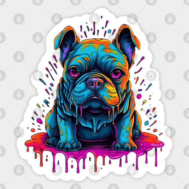 Colorful melting Dog with neon colors #3 Sticker by Farbrausch Art